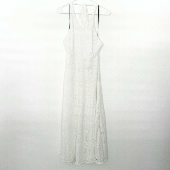 Zara White Embroidered Halter Neck Midi Dress - Picture 4 of 10